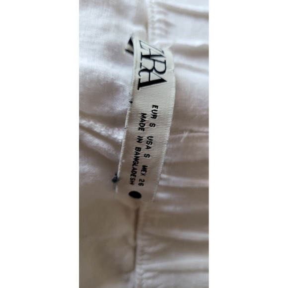 Zara Womens Pants Size S Wide Leg White Linen Solid Euro Summer Breathable - Picture 3 of 4